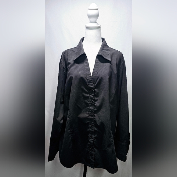 2XL Jennifer Lauren Black Button-Up Blouse - Picture 1 of 4